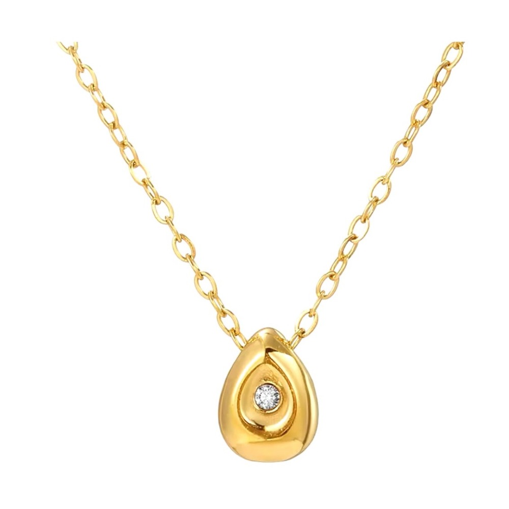14k Gold Stainless Steel Tarnish Proof Teardrop Minimalist‎ Diamond Simulate